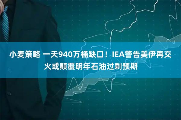 小麦策略 一天940万桶缺口！IEA警告美伊再交火或颠覆明年石油过剩预期